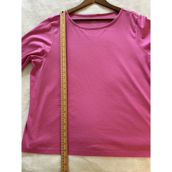 LL Bean Shirt Size 3X Plus Supima Cotton Tee 3/4 Sleeve Stretchy Classic Basic - Picture 4 of 8
